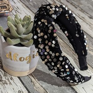 Black & Silver Sequin Headband New!